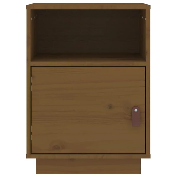 vidaXL Κομοδίνο Καφέ Μελί 40x34x55εκ. από Μασίφ Ξύλο Πεύκου