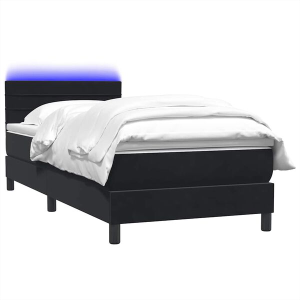 vidaXL &Kappa;&rho;&epsilon;&beta;ά&tau;&iota; Boxspring &mu;&epsilon; &Sigma;&tau;&rho;ώ&mu;&alpha; & LED &Mu;&alpha;ύ&rho;&omicron; 100x210 cm &Beta;&epsilon;&lambda;&omicron;ύ&delta;&iota;&nu;&omicron;