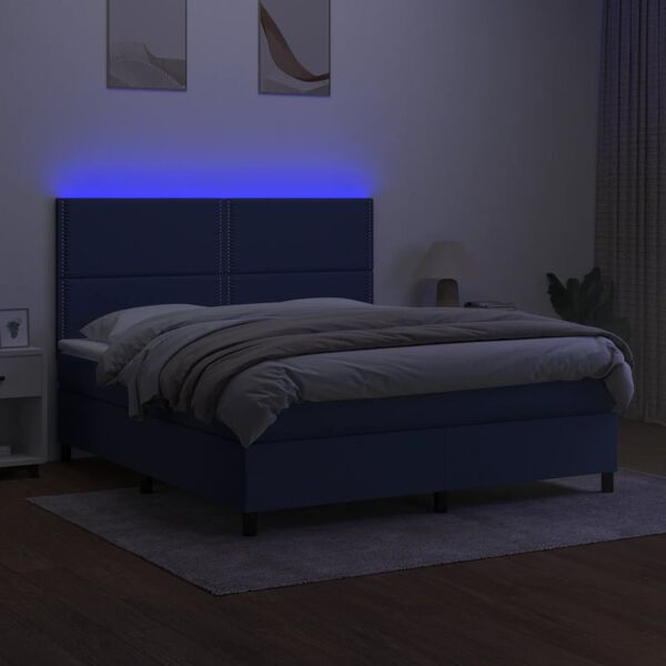 vidaXL &Kappa;&rho;&epsilon;&beta;ά&tau;&iota; Boxspring &mu;&epsilon; &Sigma;&tau;&rho;ώ&mu;&alpha; & LED &Mu;&pi;&lambda;&epsilon; 180x200 &epsilon;&kappa;. &Upsilon;&phi;&alpha;&sigma;&mu;ά&tau;&iota;&nu;&omicron;