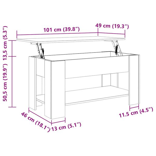 vidaXL Τραπεζάκι Σαλονιού Γκρι Sonoma 101x49x52 εκ. Επεξεργασμένο Ξύλο