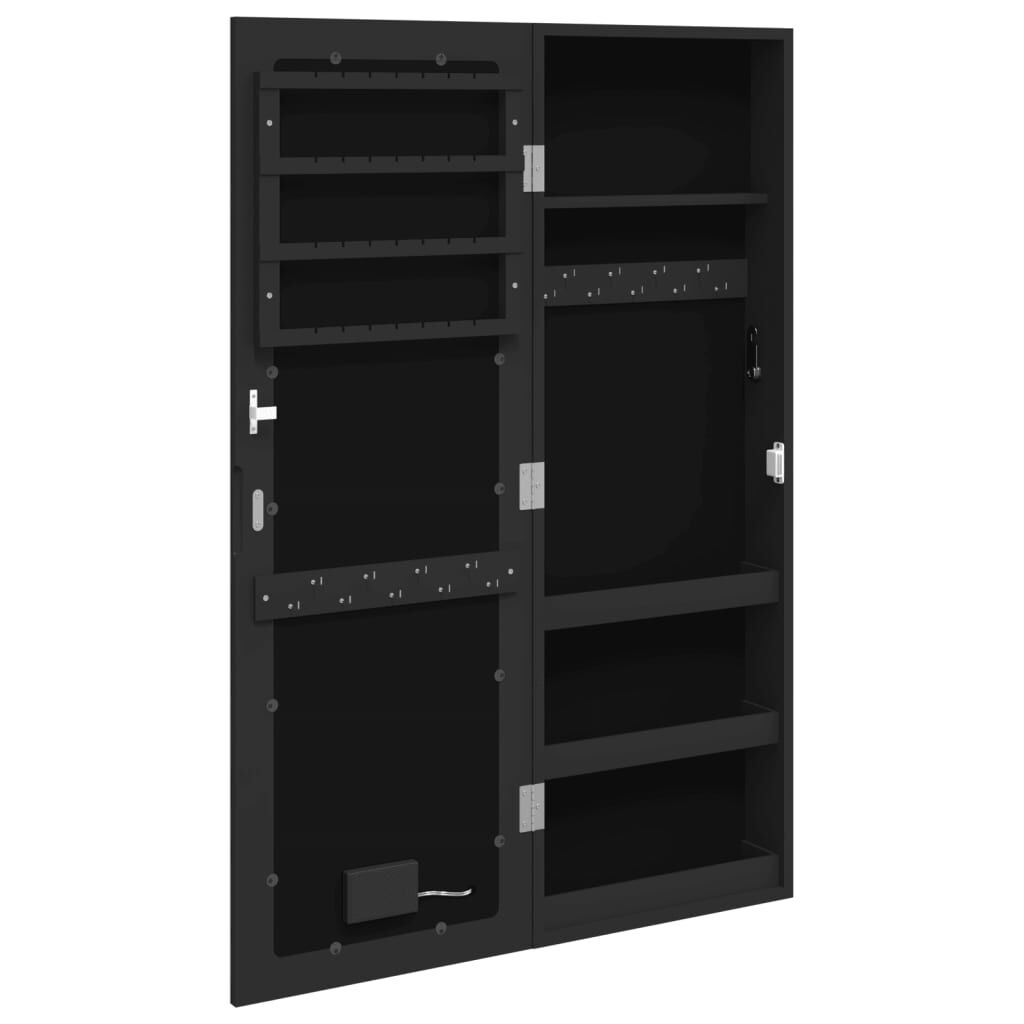 vidaXL Έπιπλο Κοσμημάτων με Καθρέφτη/LED Φώτα Επιτοίχιο Μαύρο