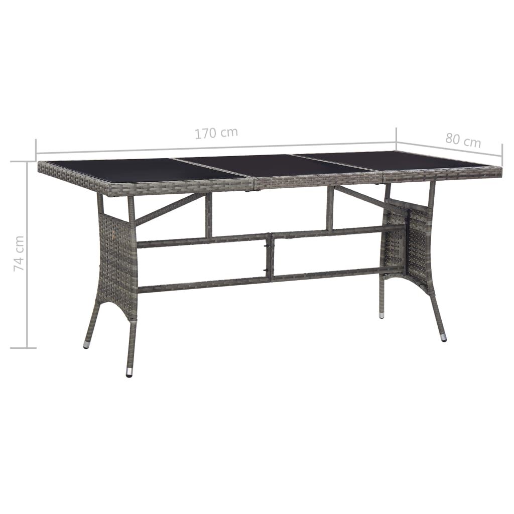 vidaXL Τραπέζι Κήπου Γκρι 170 x 80 x 74 εκ. από Συνθετικό Ρατάν