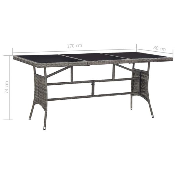 vidaXL Τραπέζι Κήπου Γκρι 170 x 80 x 74 εκ. από Συνθετικό Ρατάν