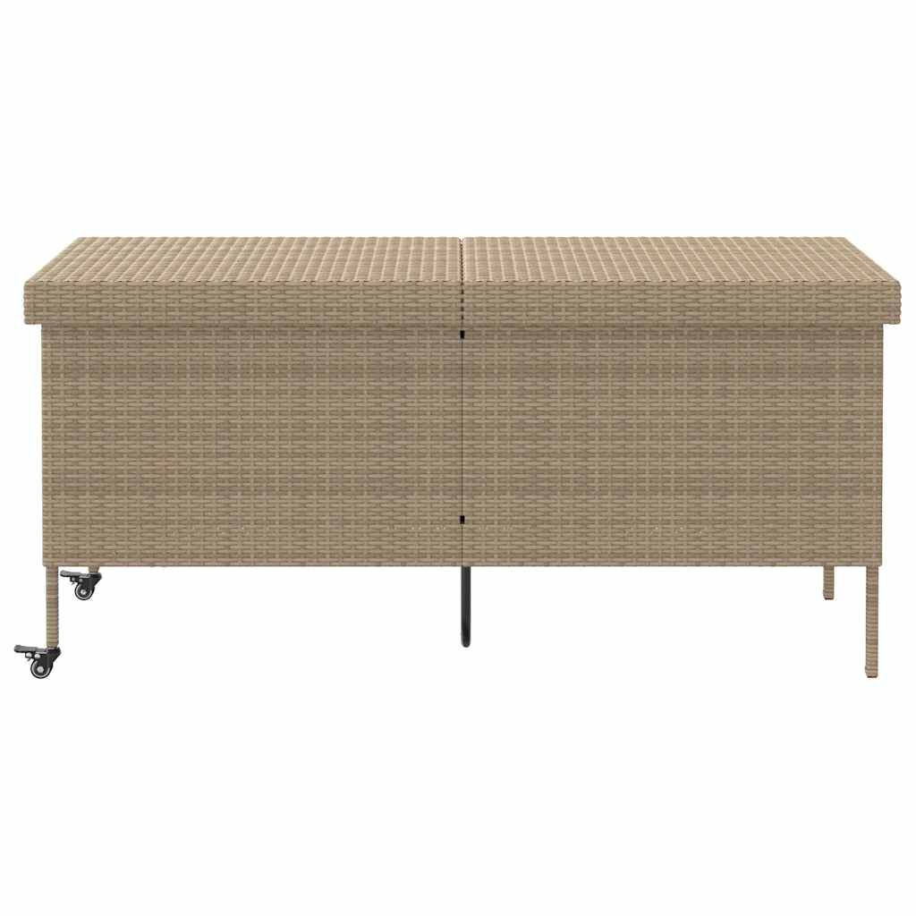 vidaXL Κουτί Αποθήκευσης Κήπου με Ρόδες 160x55x75 εκ. Συνθετικό Ρατάν