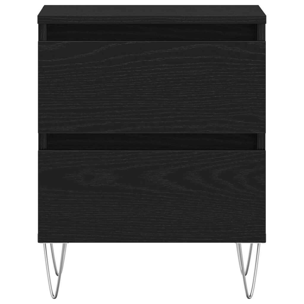 vidaXL Κομοδίνο Μαύρο Δρύινο 40x35x50 εκ Κατασκευασμένο Ξύλο