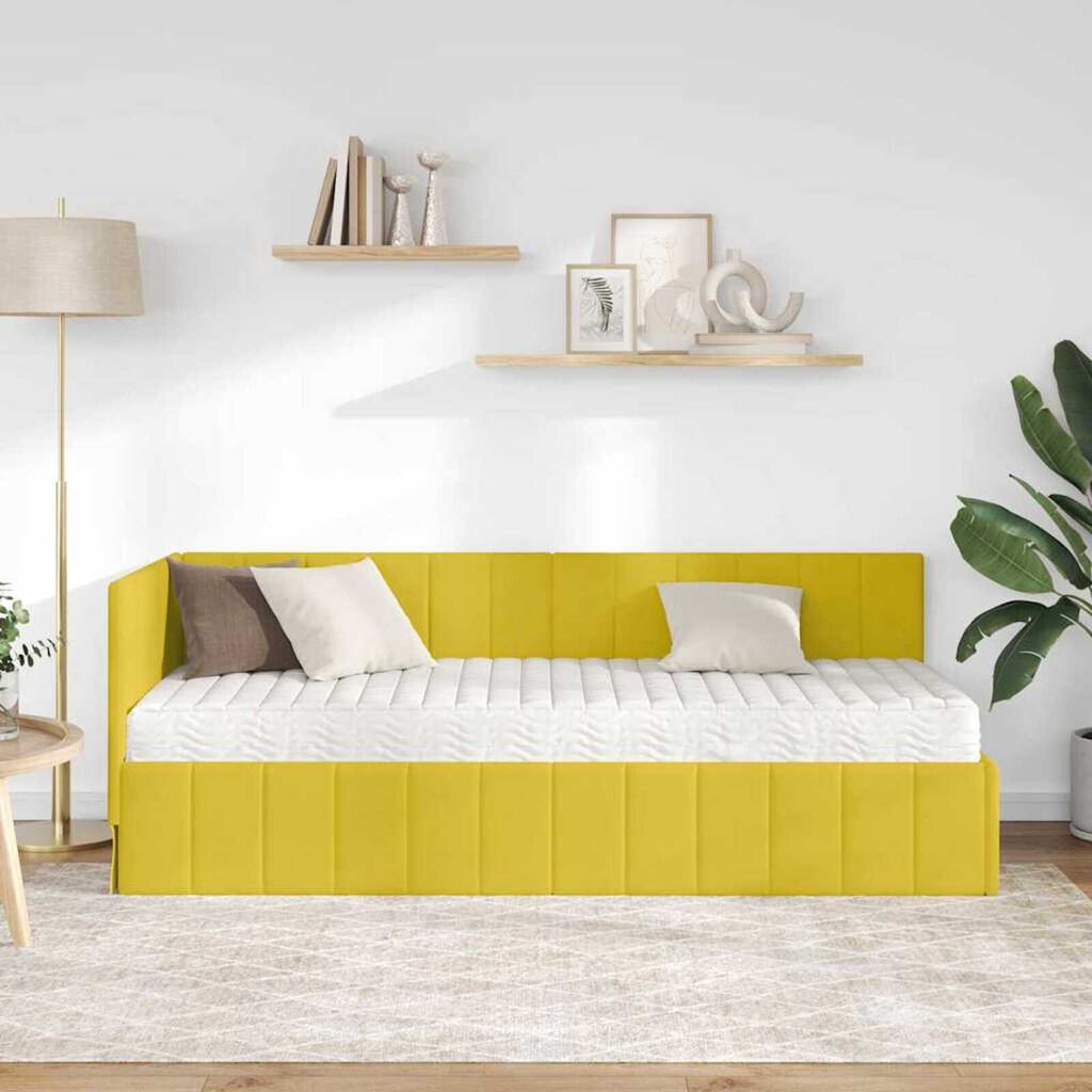 vidaXL Κρεβάτι Γωνίας με στρώμα Κίτρινο 80 x 200 cm Βελούδο