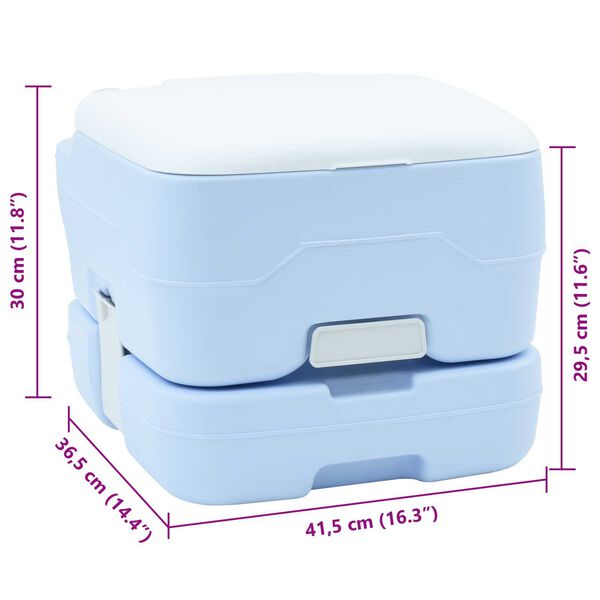 vidaXL Φορητή Τουαλέτα Κατασκήνωσης - 10L Δεξαμενή Φρέσκου Νερού & 10L Δεξαμενή Απορριμμάτων - Μπλε