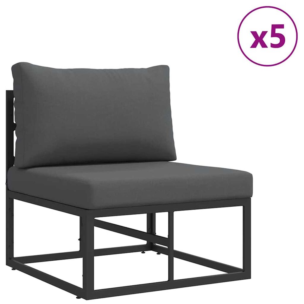 vidaXL Σετ Καναπέ Κήπου με μαξιλάρι 7 pcs Μαύρο Αλουμίνιο