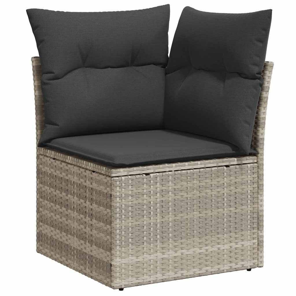 vidaXL Σετ Καναπέ Κήπου με μαξιλάρι 8 pcs Ανοιχτό γκρι Πολυ ράταν