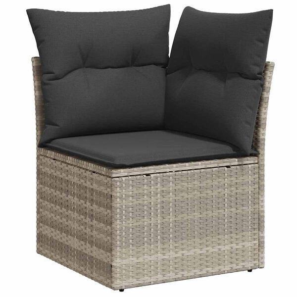 vidaXL Σετ Καναπέ Κήπου με μαξιλάρι 8 pcs Ανοιχτό γκρι Πολυ ράταν