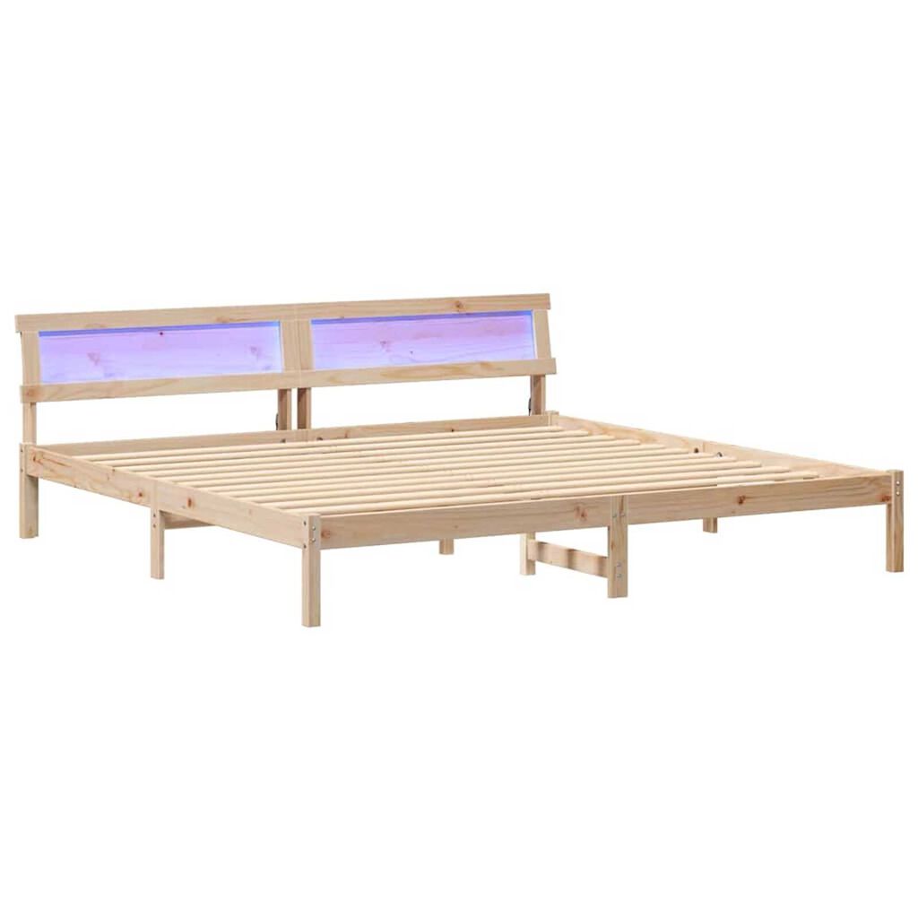 vidaXL Σκελετός Κρεβατιού Καφέ 200 x 200 cm Μασίφ ξύλο πεύκου