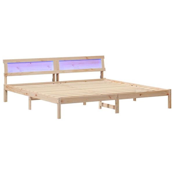 vidaXL Σκελετός Κρεβατιού Καφέ 200 x 200 cm Μασίφ ξύλο πεύκου