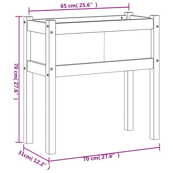 vidaXL Ζαρντινιέρες με Πόδια Λευκή 70x31x70 εκ από Μασίφ Ξύλο Πεύκου