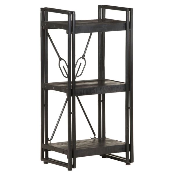 vidaXL Βιβλιοθήκη με 3 Επίπεδα Μαύρη 40x30x80 εκ. Μασίφ Ξύλο Μάνγκο