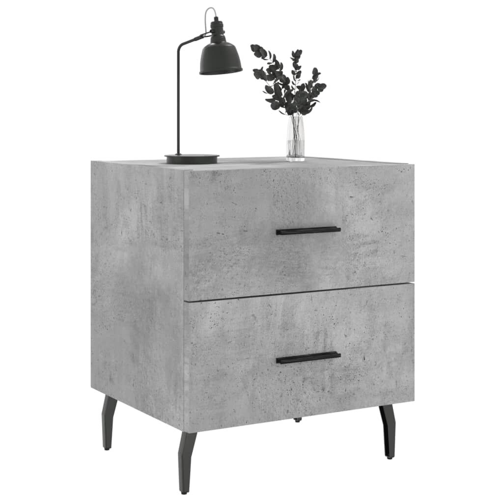 vidaXL Κομοδίνα 2 τεμ. Γκρι Σκυροδεμ. 40 x 35 x 47,5 εκ. Επεξεργ. Ξύλο
