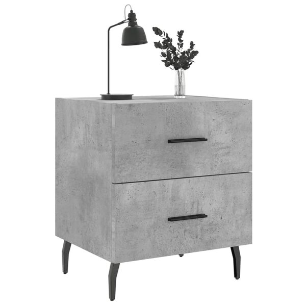 vidaXL Κομοδίνα 2 τεμ. Γκρι Σκυροδεμ. 40 x 35 x 47,5 εκ. Επεξεργ. Ξύλο
