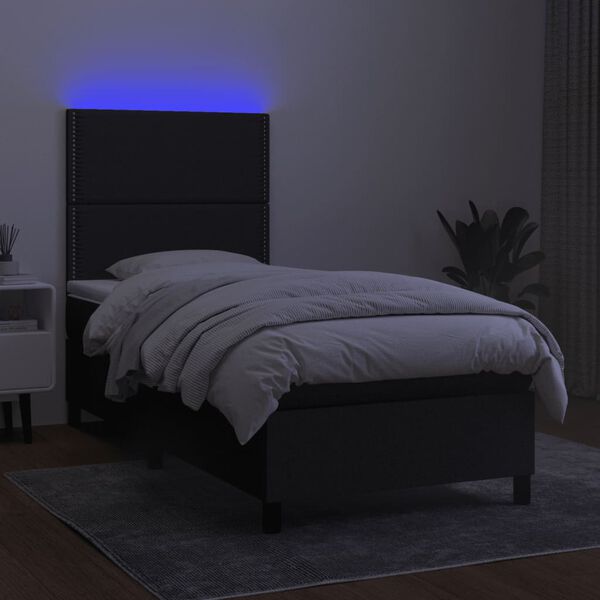 vidaXL &Kappa;&rho;&epsilon;&beta;ά&tau;&iota; Boxspring &mu;&epsilon; &Sigma;&tau;&rho;ώ&mu;&alpha; & LED &Mu;&alpha;ύ&rho;&omicron; 90x190 &epsilon;&kappa;. &Upsilon;&phi;&alpha;&sigma;&mu;ά&tau;&iota;&nu;&omicron;