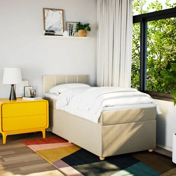 vidaXL &Kappa;&rho;&epsilon;&beta;ά&tau;&iota; Boxspring &mu;&epsilon; &Sigma;&tau;&rho;ώ&mu;&alpha; &Kappa;&rho;&epsilon;&mu; 90x200 &epsilon;&kappa;.&Upsilon;&phi;&alpha;&sigma;&mu;ά&tau;&iota;&nu;&omicron;