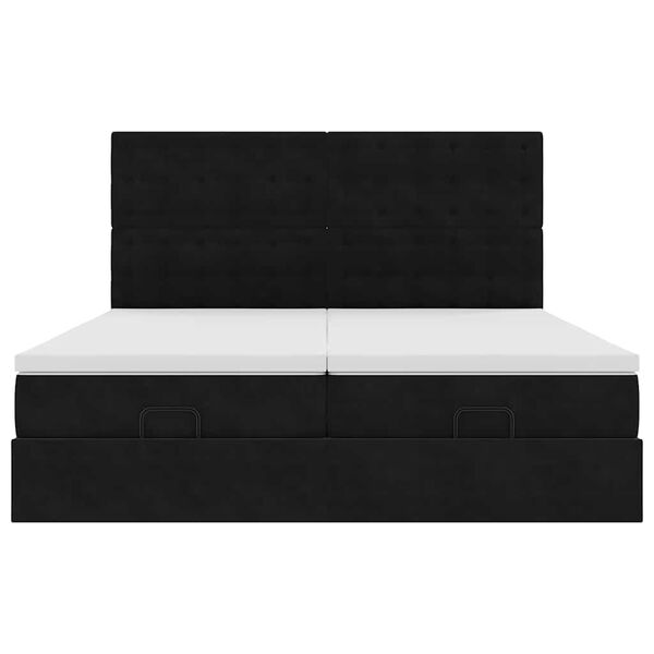 vidaXL Οθωμανικό κρεβάτι με στρώματα & LEDs Μαύρο 200x200cm Velvet
