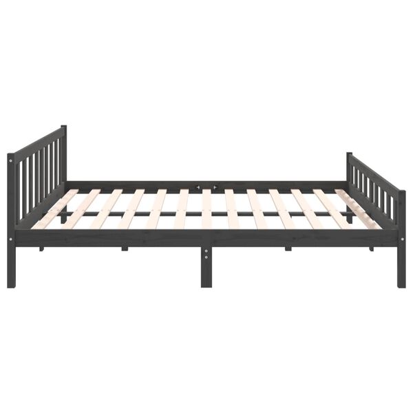 vidaXL Πλαίσιο Κρεβατιού Γκρι 180 x 200 εκ Ξύλο Πεύκου Super King