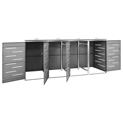 vidaXL Πλαίσιο Κάδου Απορρ. Τετραπλό Ρόδες 276,5x77,5x115,5εκ Αν. Ατσ.