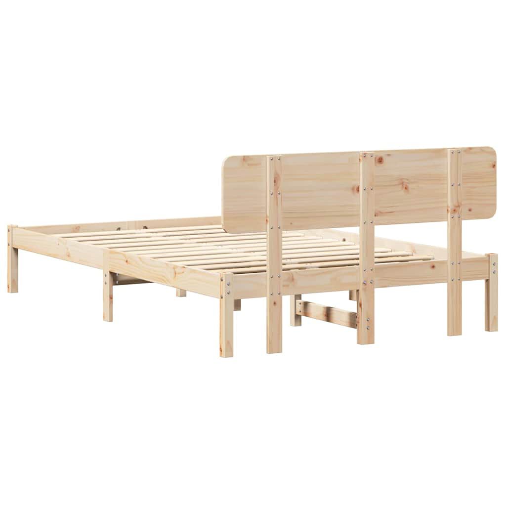 vidaXL Σκελετός Κρεβατιού Φυσικό 140 x 190 cm Μασίφ ξύλο πεύκου