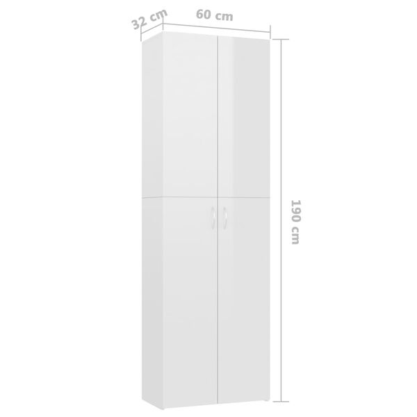 vidaXL Ντουλάπα Γραφείου Γυαλιστερό Λευκό 60x32x190 εκ. Επεξ. Ξύλο