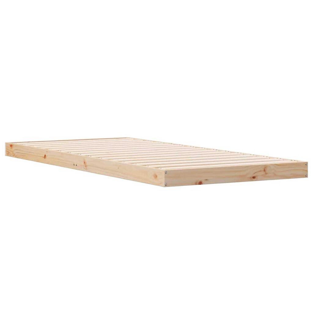vidaXL Κρεβάτι δαπέδου Φυσικό 100 x 210 cm Μασίφ ξύλο πεύκου