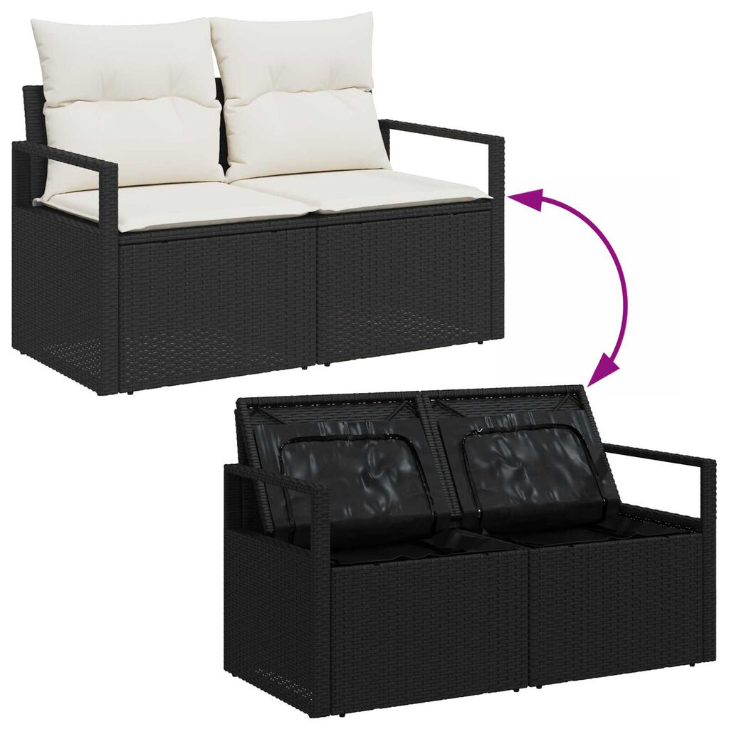 vidaXL Σετ Καναπέ Κήπου 9 pcs Μαύρος, λευκός