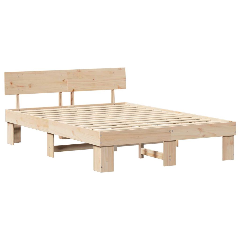vidaXL Σκελετός Κρεβατιού Καφέ 150 x 200 cm Συμπαγές ξύλο πεύκου