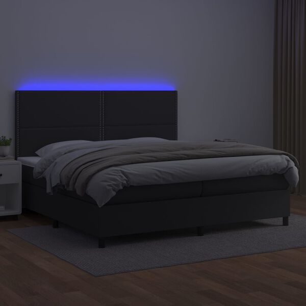 vidaXL &Kappa;&rho;&epsilon;&beta;ά&tau;&iota; Boxspring &mu;&epsilon; &Sigma;&tau;&rho;ώ&mu;&alpha; & LED &Mu;&alpha;ύ&rho;&omicron; 200x200 &epsilon;&kappa;. &Sigma;&upsilon;&nu;&theta;. &Delta;έ&rho;&mu;&alpha;