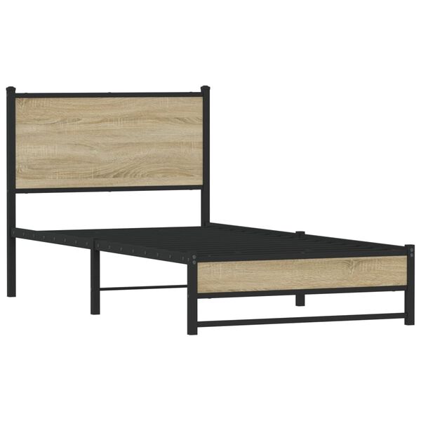 vidaXL Σκελετός Κρεβ. Χωρίς Στρώμα Sonoma Δρυς 90x200 εκ. Μεταλλικό