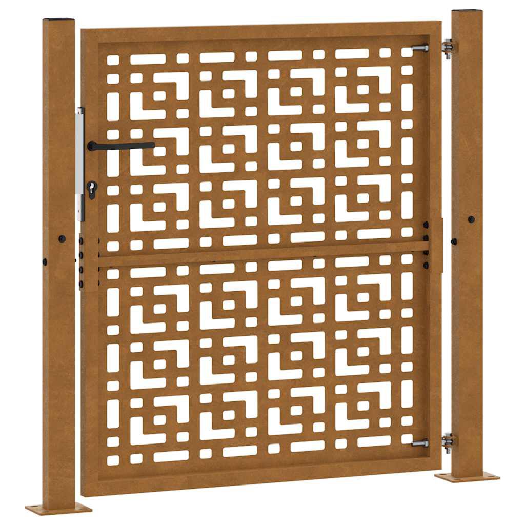 vidaXL Πύλη κήπου 105x105 cm Σταυρός σχεδιασμού από διαβρωμένο χάλυβα