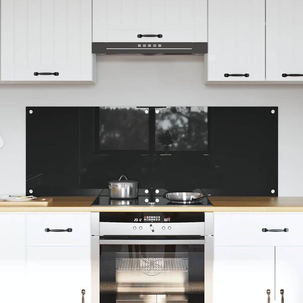 vidaXL Πίσω Πάνελ Κουζίνας Μαύρο 70 x 50 cm σκληρυμένο γυαλί