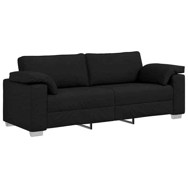 vidaXL Καναπές με μαξιλάρι Μαύρο 219 x 77 x 82 εκ ύφασμα
