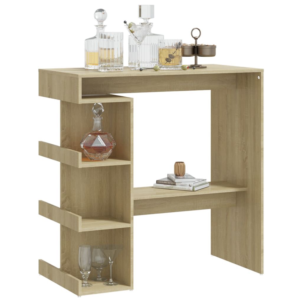 vidaXL Τραπέζι Μπαρ με Ράφια Sonoma Δρυς 100x50x101,5 εκ. Επεξ. Ξύλο