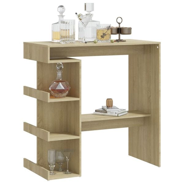 vidaXL Τραπέζι Μπαρ με Ράφια Sonoma Δρυς 100x50x101,5 εκ. Επεξ. Ξύλο