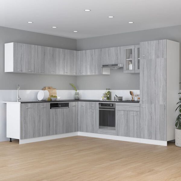 vidaXL Κρεμαστό Γωνιακό Ντουλάπι "Lyon" Γκρι Sonoma 57x57x60 εκ. από Τεχνητό Ξύλο