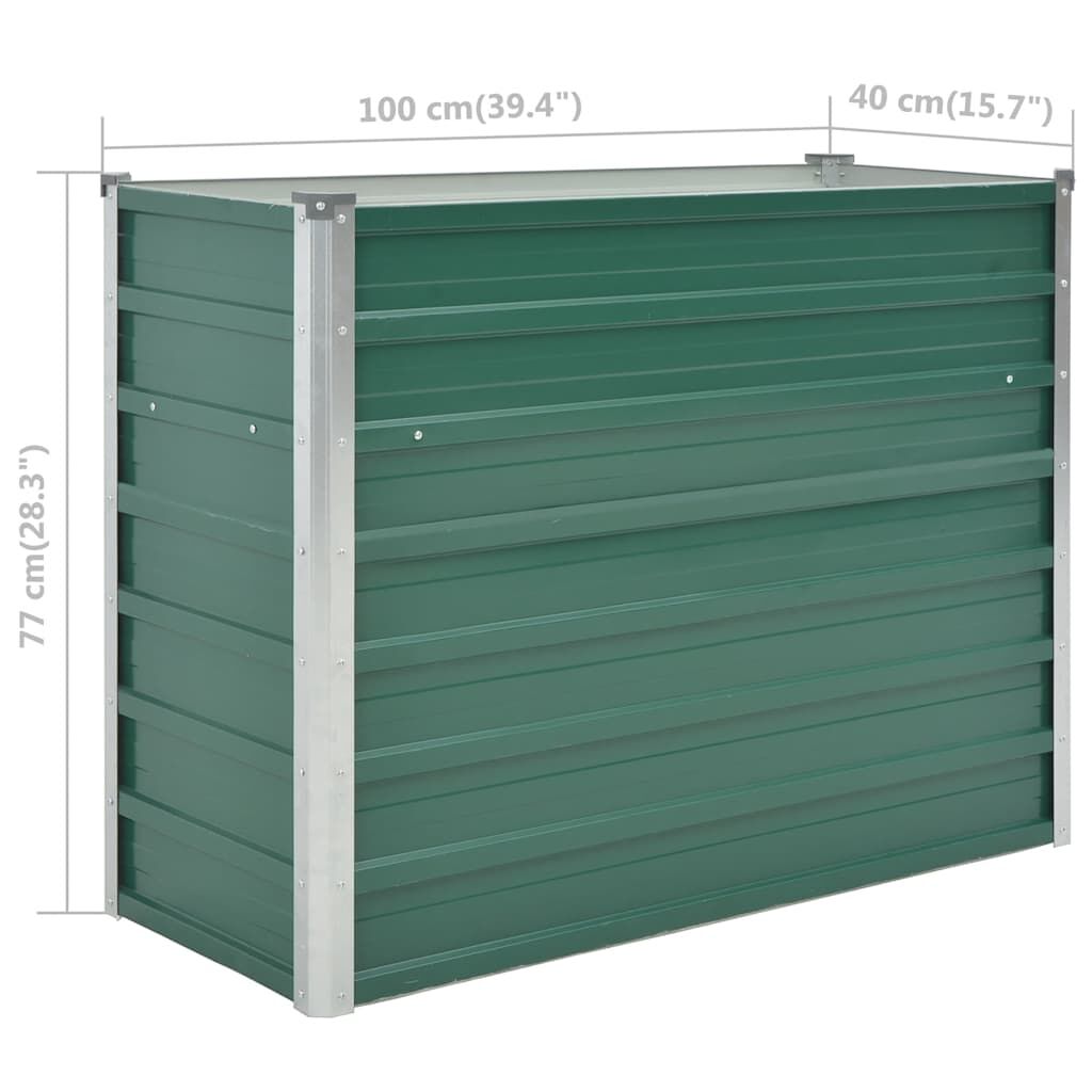 vidaXL Ζαρντινιέρα Υπερυψωμένη Πράσινη 100x40x77 εκ. Γαλβαν. Χάλυβας