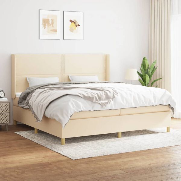 vidaXL &Kappa;&rho;&epsilon;&beta;ά&tau;&iota; Boxspring &mu;&epsilon; &Sigma;&tau;&rho;ώ&mu;&alpha; &Kappa;&rho;&epsilon;&mu; 200x200 &epsilon;&kappa;. &Upsilon;&phi;&alpha;&sigma;&mu;ά&tau;&iota;&nu;&omicron;