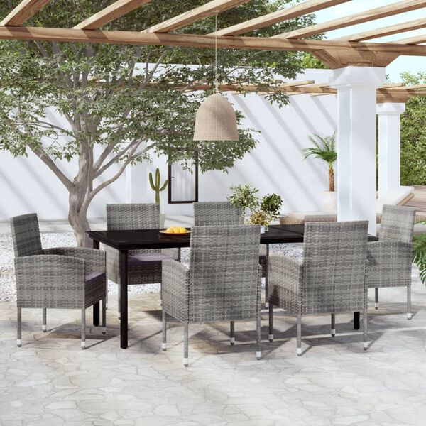 vidaXL Σετ Τραπεζαρίας Κήπου 7 Τεμαχίων Ανθρακί