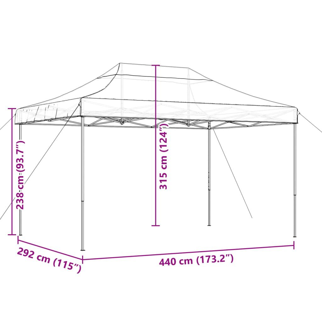 vidaXL Τέντα Εκδηλώσεων Πτυσσόμενη Pop-Up Πράσινο 440x292x315 εκ.
