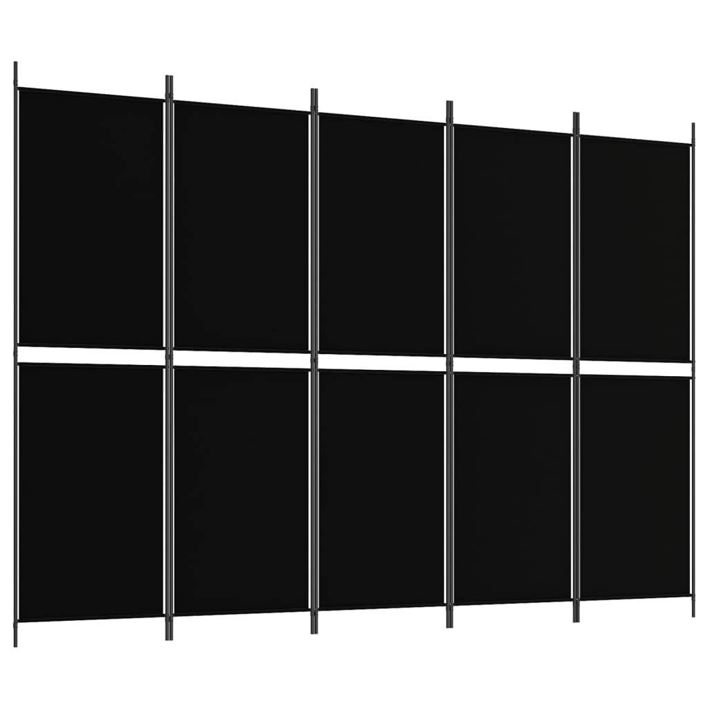 vidaXL Διαχωριστικό Δωματίου με 5 Πάνελ Μαύρο 250x180 εκ. από Ύφασμα