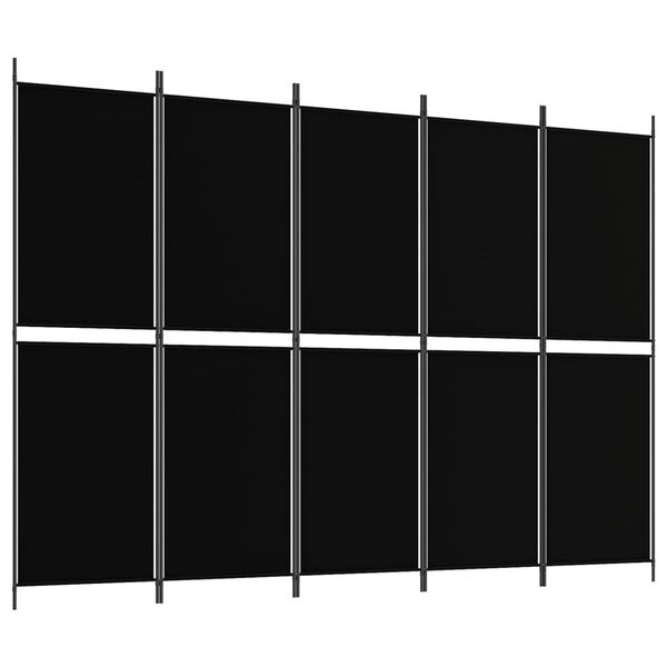 vidaXL Διαχωριστικό Δωματίου με 5 Πάνελ Μαύρο 250x180 εκ. από Ύφασμα