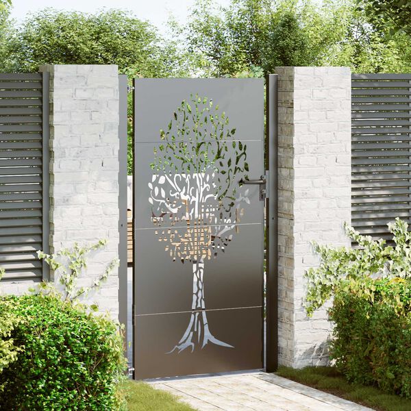 vidaXL Πύλη Κήπου Άλλο Μαύρο 105 x 175 cm Ατσάλι με Επικάλυψη Πούδρας