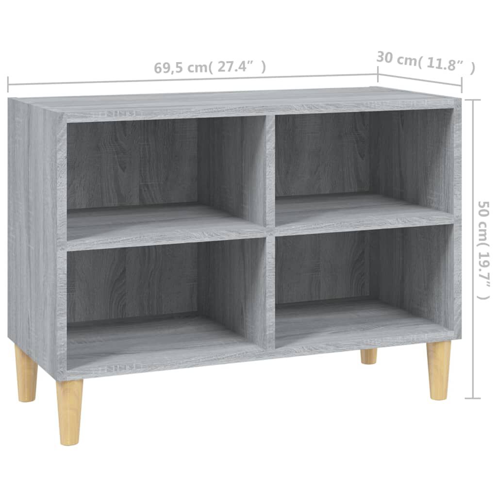 vidaXL Έπιπλο Τηλεόρασης Γκρι Sonoma 69,5x30x50εκ & Μασίφ Ξύλινα Πόδια
