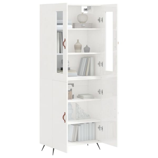 vidaXL Ντουλάπι Γυαλιστερό Λευκό 69,5x34x180 εκ. Επεξεργασμένο Ξύλο