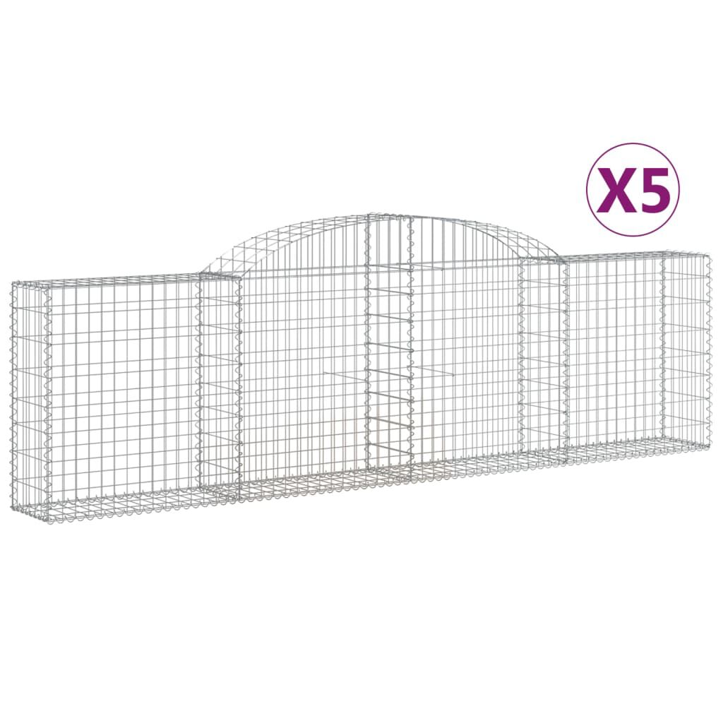 vidaXL Συρματοκιβώτια Τοξωτά 5 τεμ. 300x30x80/100 εκ. Γαλβαν. Ατσάλι