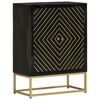 vidaXL Ντουλάπι με 2 Πόρτες Μαύρο/Χρυσό 55x30x75 εκ. Μασίφ Ξύλο Μάνγκο