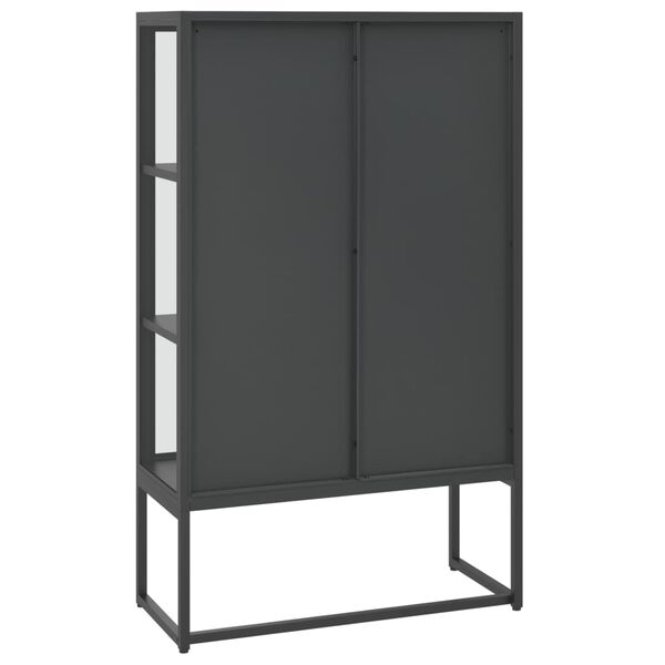 vidaXL Μπουφές Ανθρακί 80 x 35 x 135 εκ. από Ατσάλι και Ψημένο Γυαλί